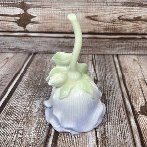 Vintage Porcelain Purple Flower Dinner Hand Bell